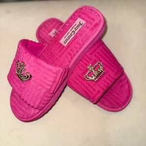 Juicy Couture Pink Slide Sandals with Crown Detail XL